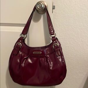 Red Glossy Shoulder Bag with Silver Hardware